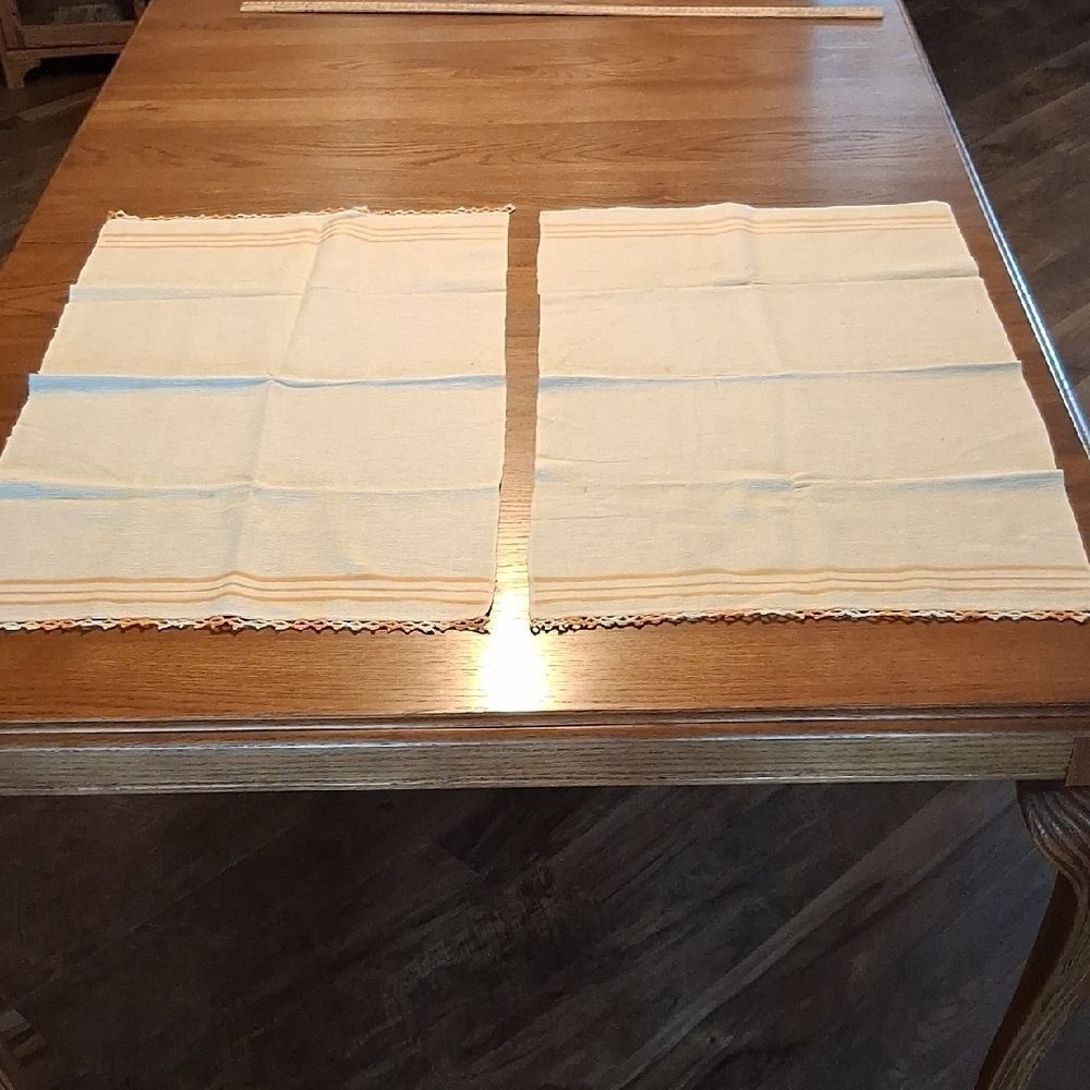 Vintage Tea Towels ( One Tatted Both Sides, One On One Side)